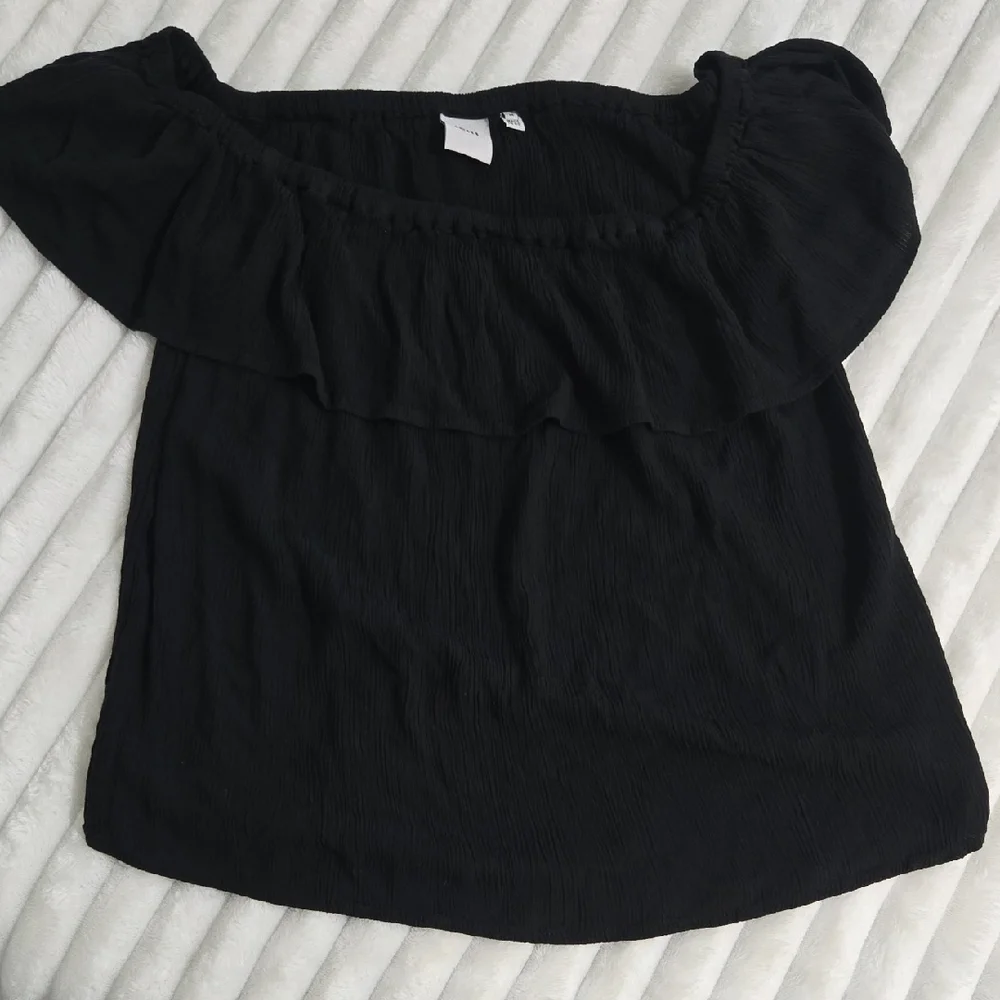 Chic Black Ruffle Blouse - Picture 1 of 6